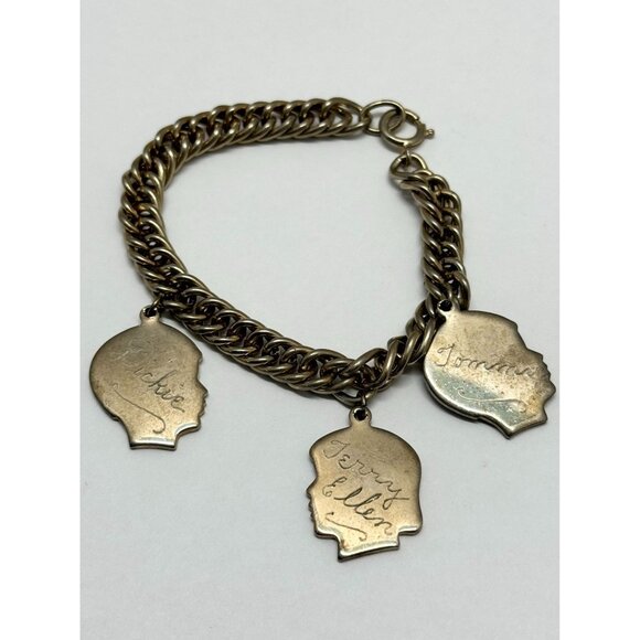 Vintage children's head ID charm bracelet - Picture 2 of 4